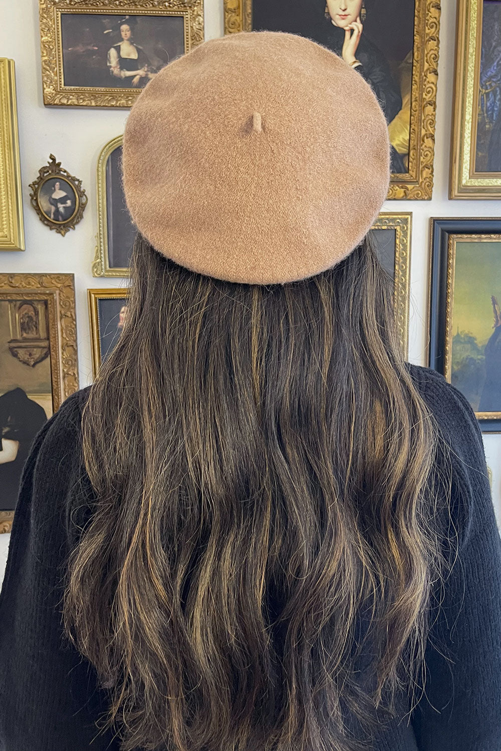 WOOL BLEND BASIC BERET - MOCHA