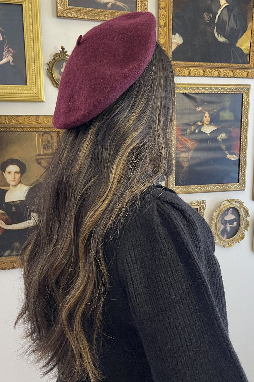 WOOL BLEND BASIC BERET - PLUM