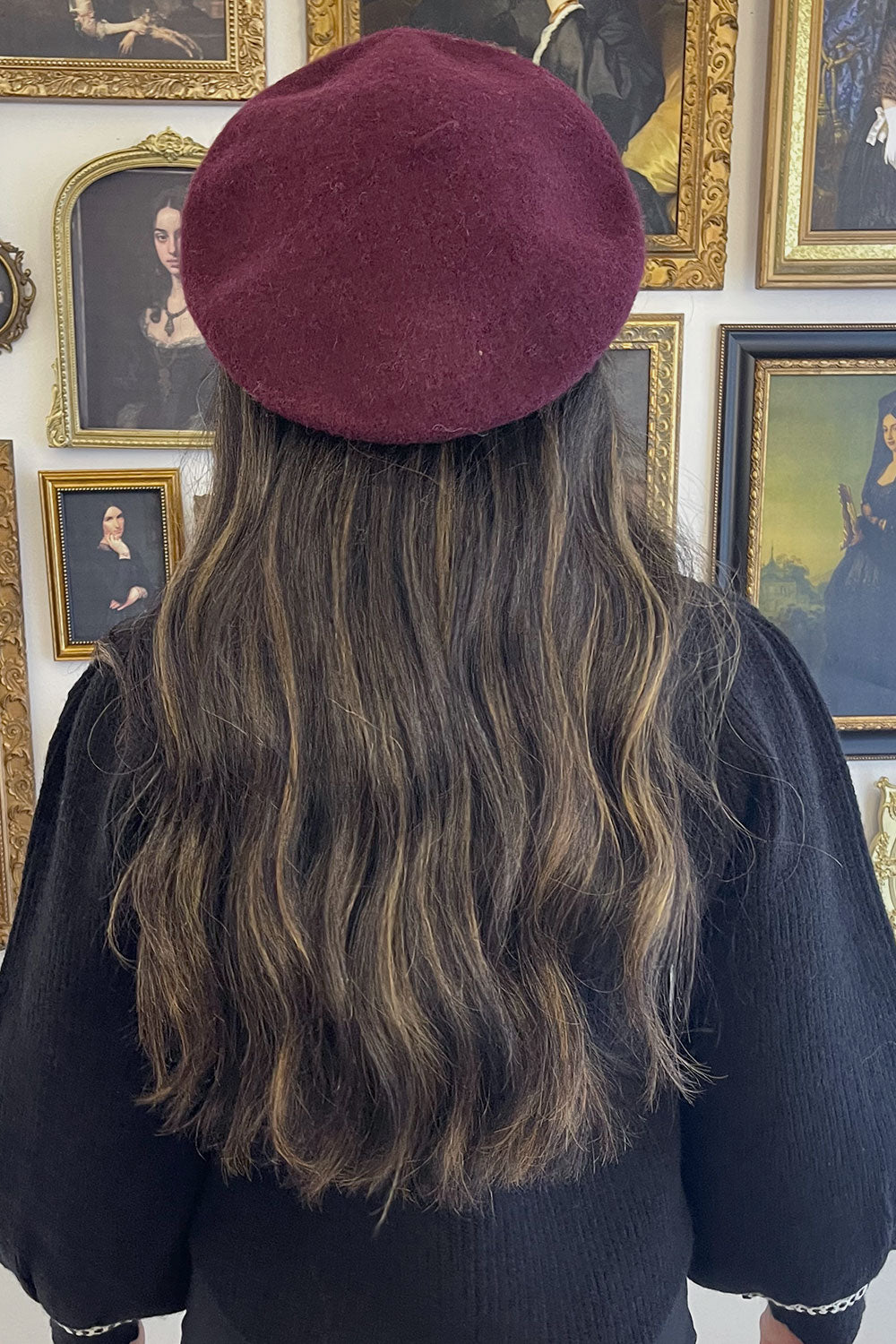 WOOL BLEND BASIC BERET - PLUM