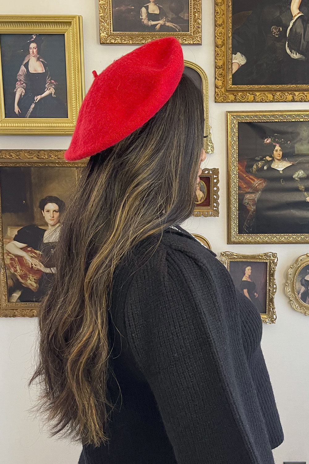 WOOL BLEND BASIC BERET - RED