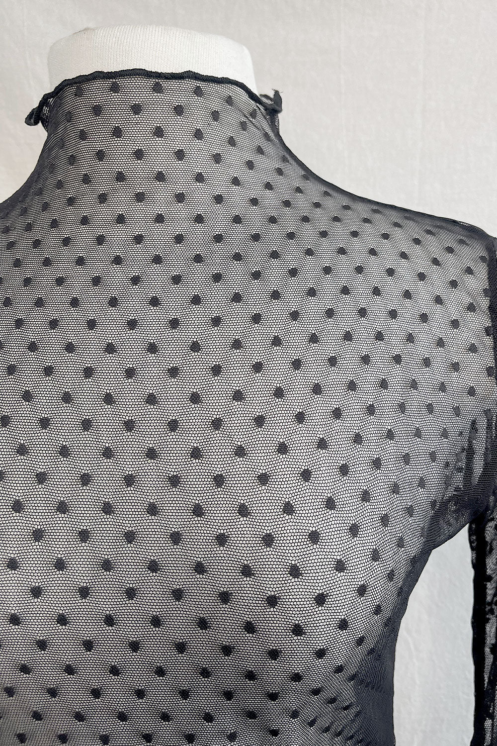 STEPHANIE POLKA DOT MESH TOP