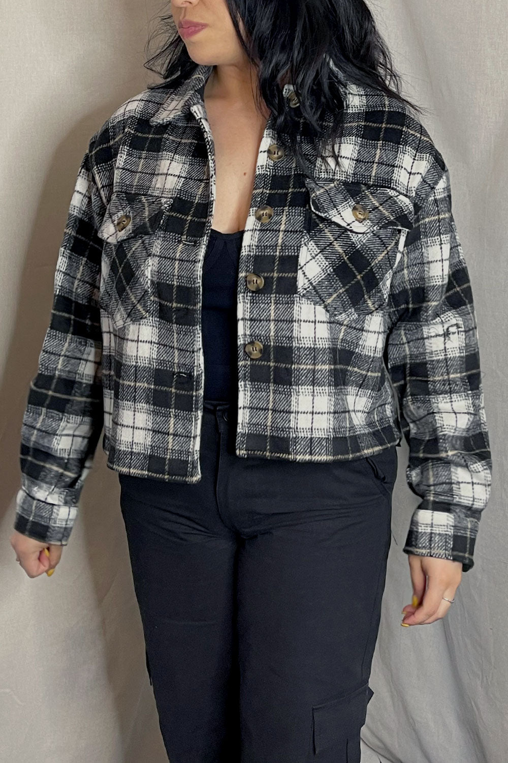 Cropped tartan store jacket